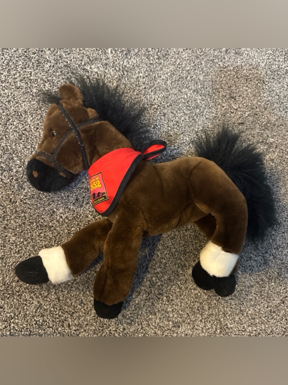 Wells Fargo 12-14” Plush Horse Stuffed Animal Bank Red Bandana “Since 1852”